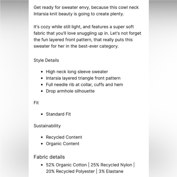 NWT prAna Frosted Pine Cowl Neck Pullover Sweater Size Large - Picture 5 of 10